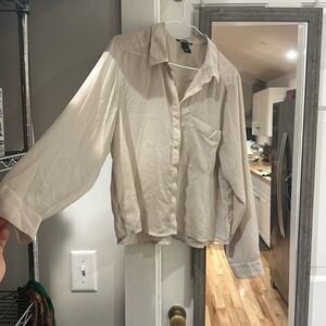 H&M Sheer Cream Button Up Blouse size 10